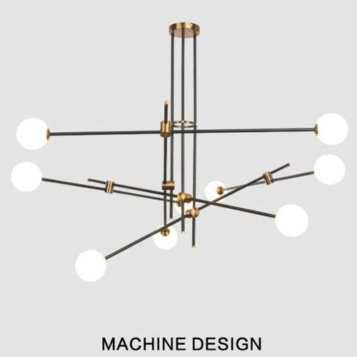 Lustre design noir avec plusieurs branches et verre Retro - vue 2 sur 4