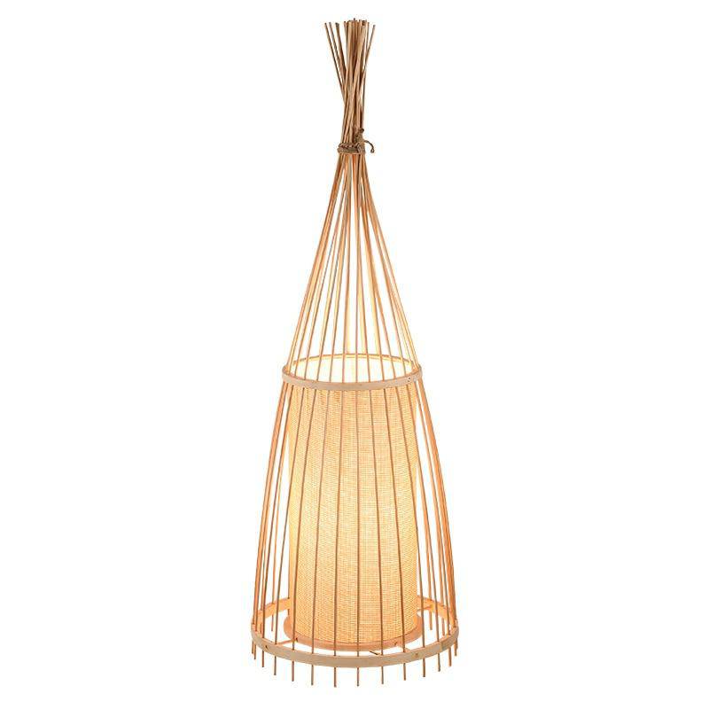 Lampadaire en bois bambou style japonais - vue 6 sur 6