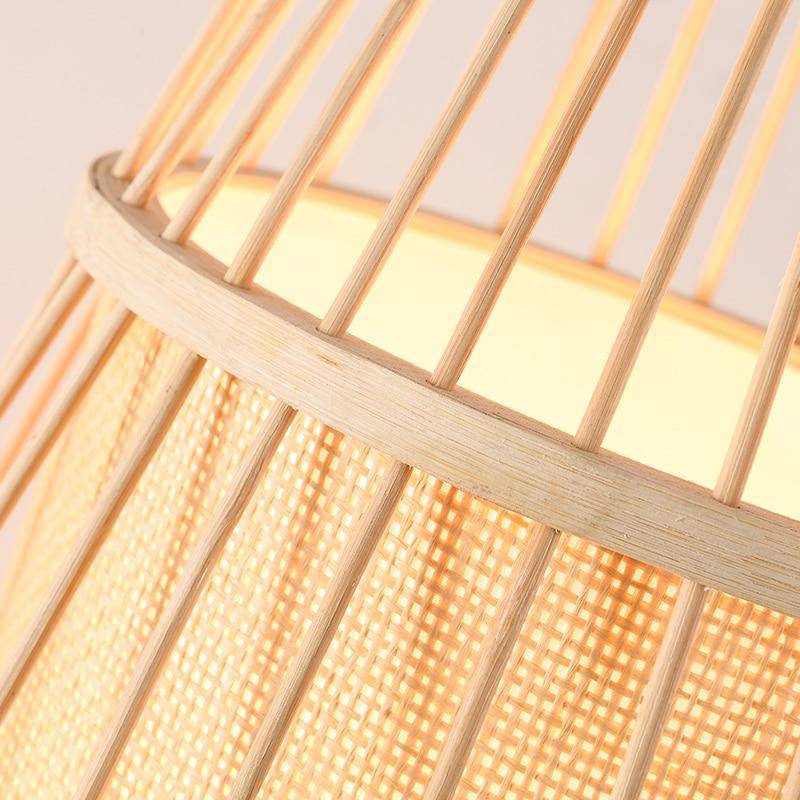 Lampadaire en bois bambou style japonais - vue 4 sur 6