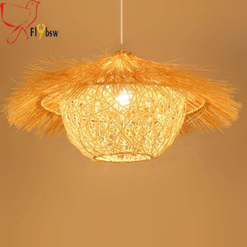 Suspension conique en rotin bambou - vue 3 sur 5