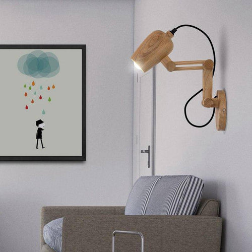 Applique murale LED ajustable en bois avec spot - vue 2 sur 5