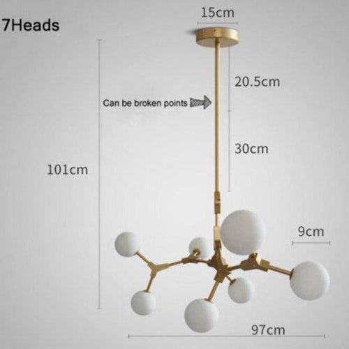 Suspension design à LED en métal doré et boules en verre Loft - vue 13 sur 12