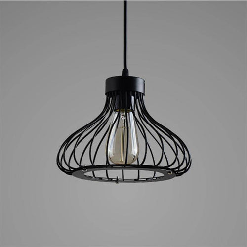 Suspension design industriel avec lampe en cage - vue 5 sur 8