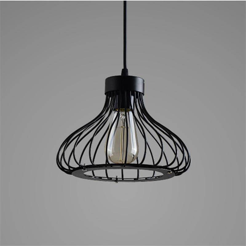 Suspension design industriel avec lampe en cage - vue 5 sur 8