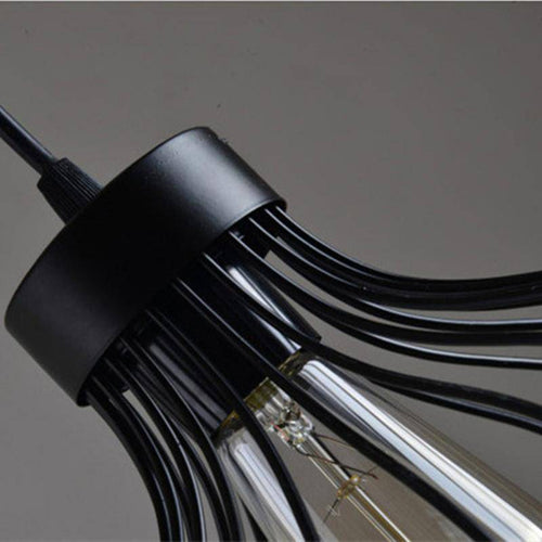 Suspension design industriel avec lampe en cage - vue 7 sur 8
