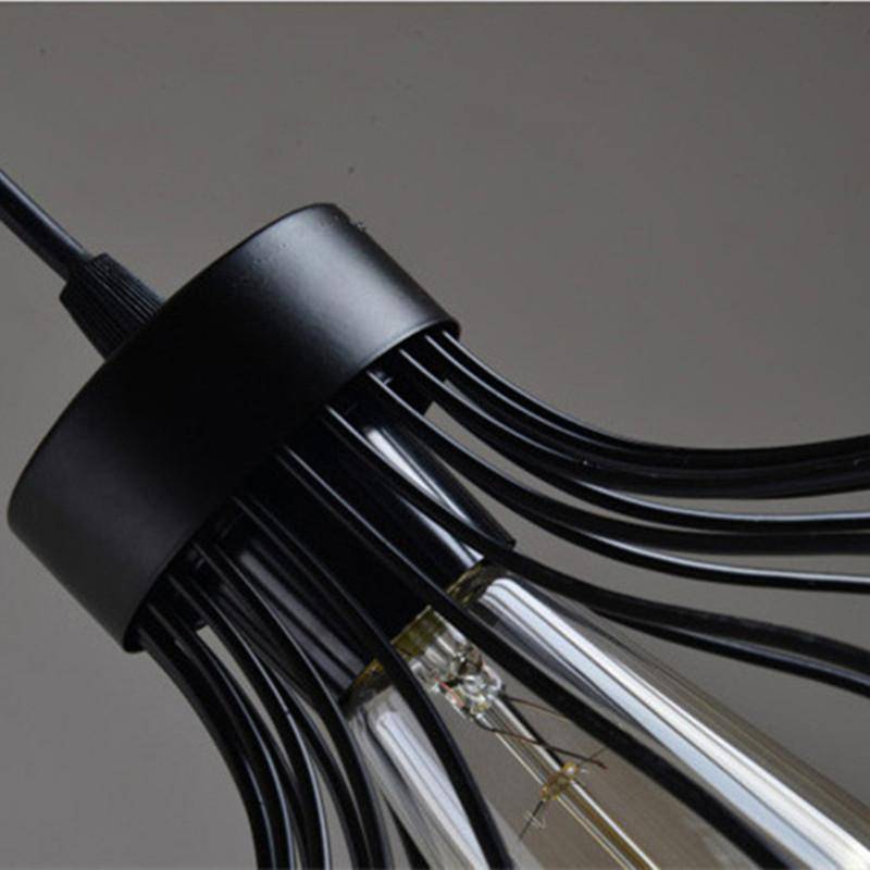 Suspension design industriel avec lampe en cage - vue 7 sur 8