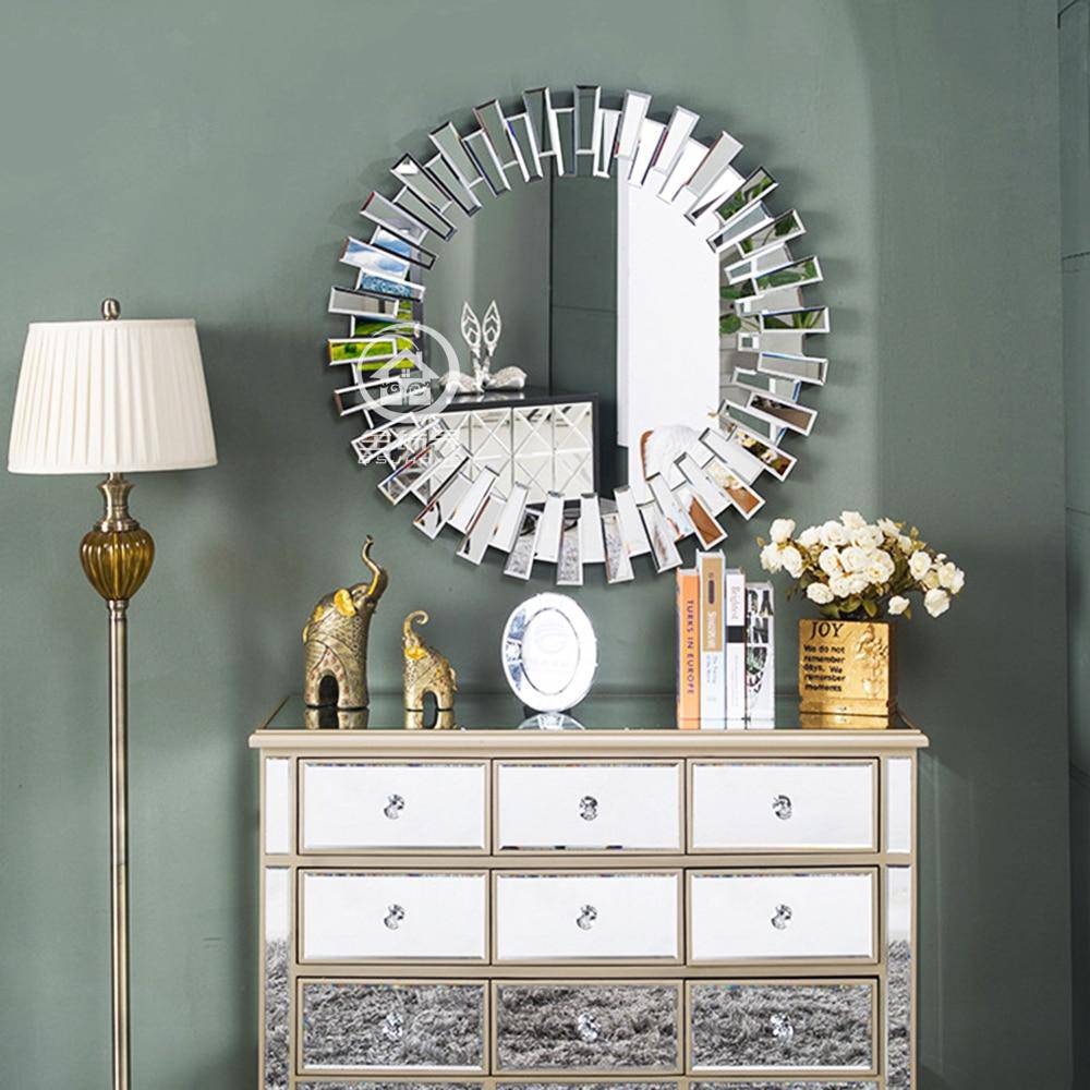 Grand miroir rond mural soleil Console - vue 4 sur 5