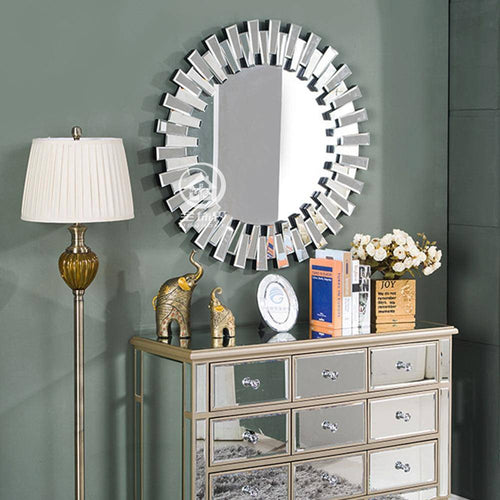 Grand miroir rond mural soleil Console - vue 3 sur 5