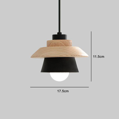 Suspension conique design en bois et métal (noir ou blanc) - vue 5 sur 4