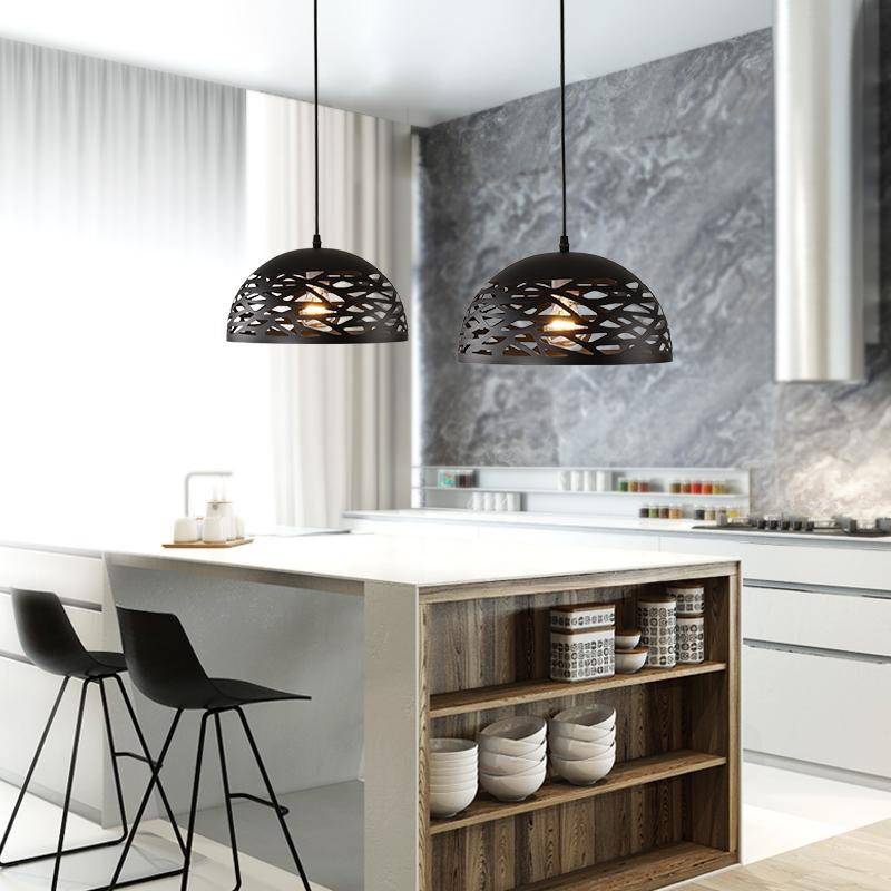Suspension LED Modern Creative demi boule (noir, blanc ou rouge) - vue 2 sur 3
