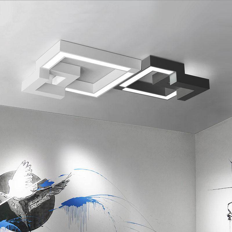 Plafonnier design LED géométrique noir ou blanc (plusieurs tailles) - vue 2 sur 4