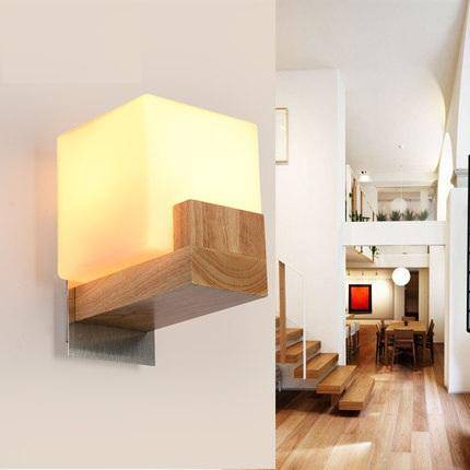 Applique murale LED en bois cubique - vue 2 sur 2