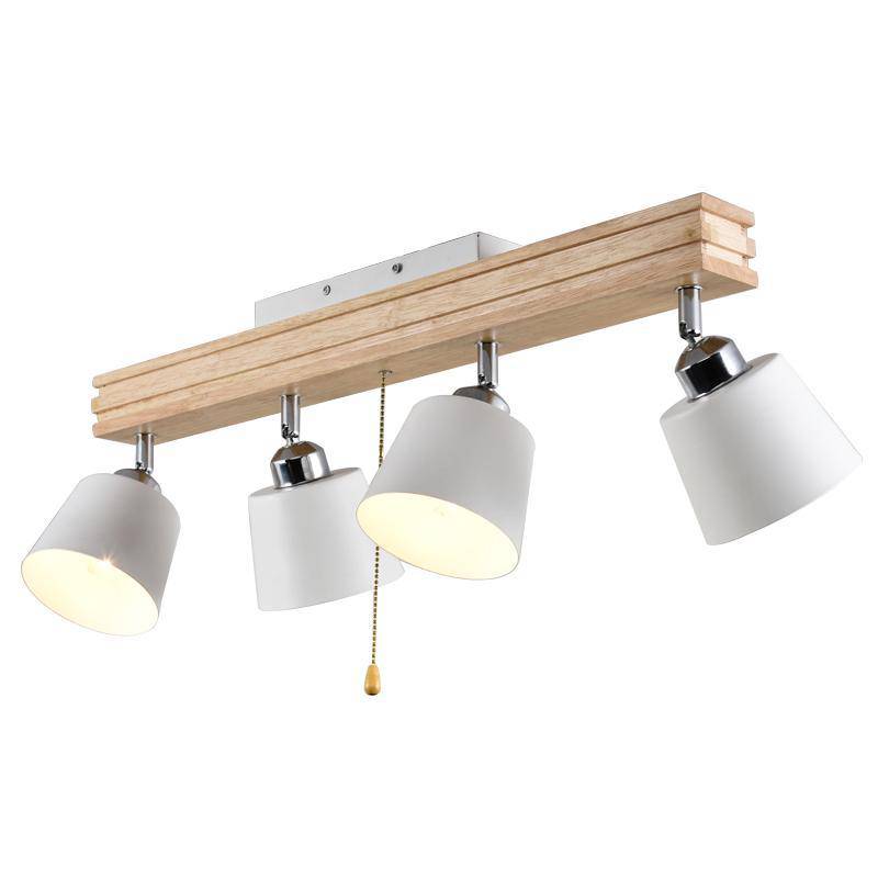Plafonnier LED ajustable en bois et métal - vue 4 sur 7