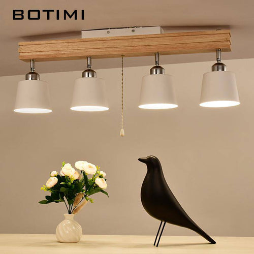 Plafonnier LED ajustable en bois et métal - vue 3 sur 7