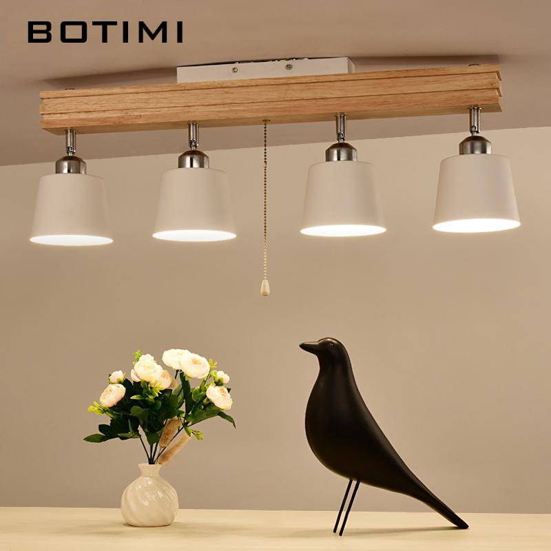 Plafonnier LED ajustable en bois et métal - vue 2 sur 7