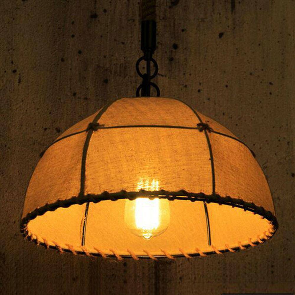 Suspension rustique abat-jour en tissu - vue 2 sur 2
