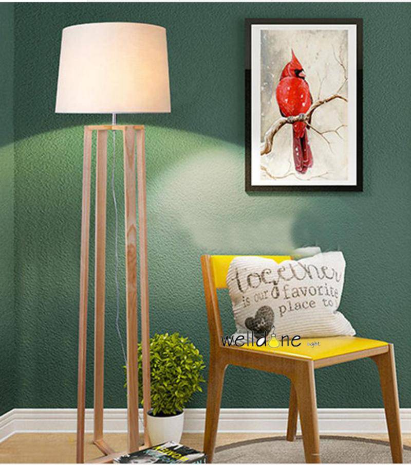Lampadaire style japonais avec pieds en bois et abat-jour Nordic - vue 5 sur 6