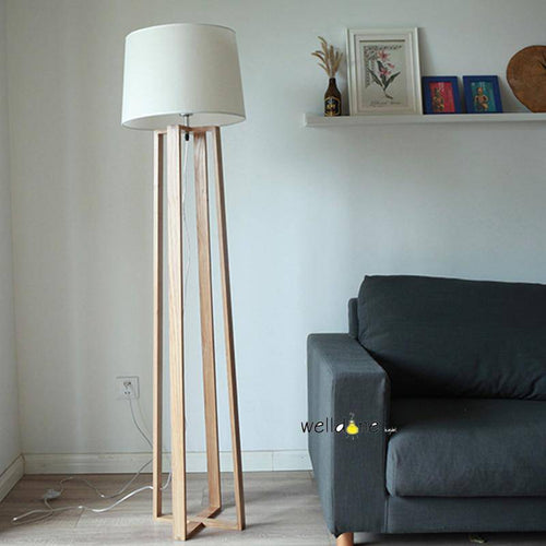 Lampadaire style japonais avec pieds en bois et abat-jour Nordic - vue 4 sur 6