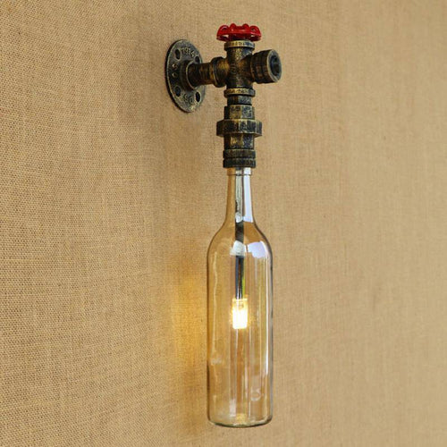 Applique murale LED avec bouteille en verre dans tuyauterie - vue 3 sur 6