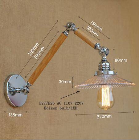 Applique murale LED ajustable Art Deco chromée, bois et verre - vue 5 sur 6