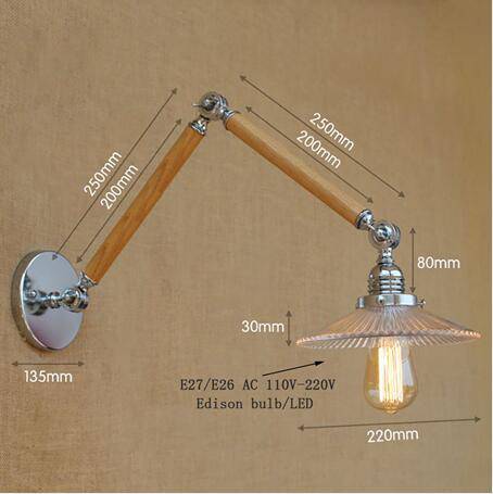 Applique murale LED ajustable Art Deco chromée, bois et verre - vue 5 sur 6