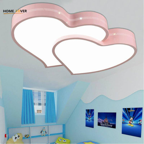 Plafonnier enfant LED double coeur pour fille (rose ou blanc) - vue 2 sur 2
