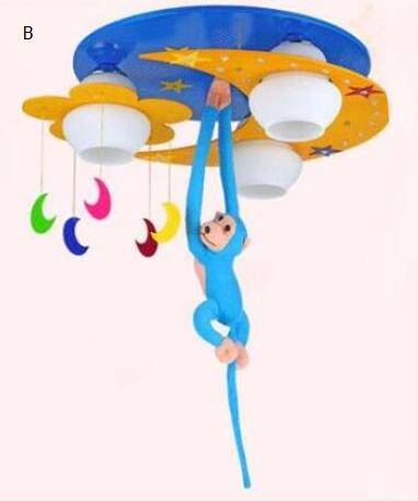 Plafonnier enfant avec singe suspendu (plusieurs couleurs) - vue 5 sur 4