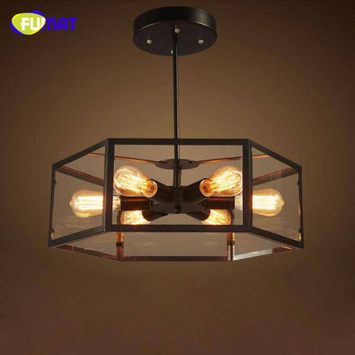 Plafonnier rustique avec lampe dans boite en verre FUMAT Industrial - vue 2 sur 2