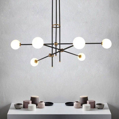 Lustre design noir avec plusieurs branches et verre Retro - vue 3 sur 4