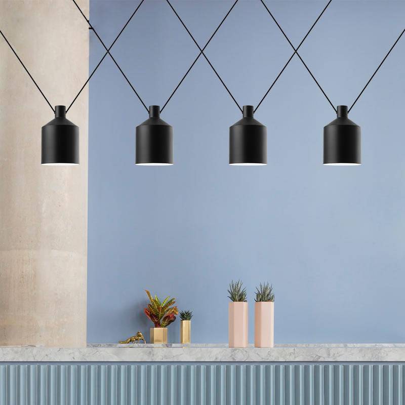 Suspension design moderne noir style loft - vue 2 sur 9