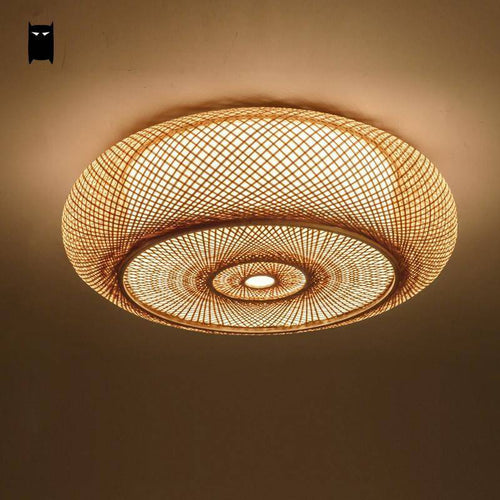 Plafonnier en bambou rond style japonais Woven - vue 3 sur 5