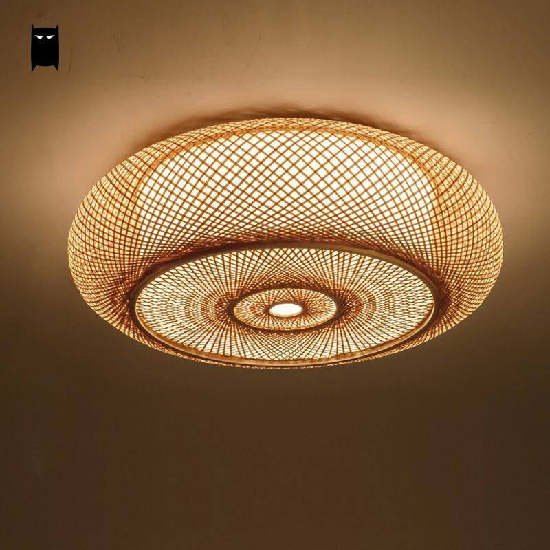 Plafonnier en bambou rond style japonais Woven - vue 3 sur 5
