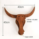 Applique murale LED en bois retro en forme de tête de cerf