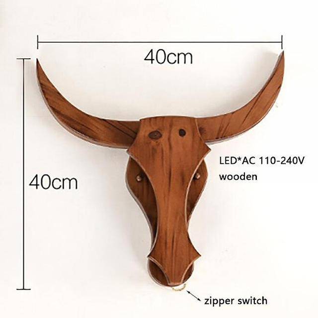 Applique murale LED en bois retro en forme de tête de cerf - vue 4 sur 8