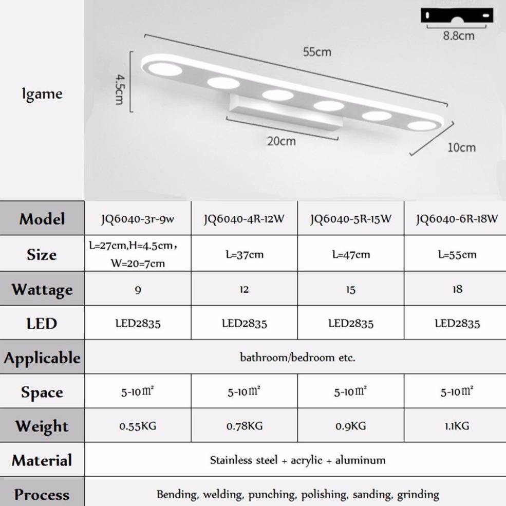 Applique à tableau et miroir LED Vanity (plusieurs modèles) - vue 3 sur 3