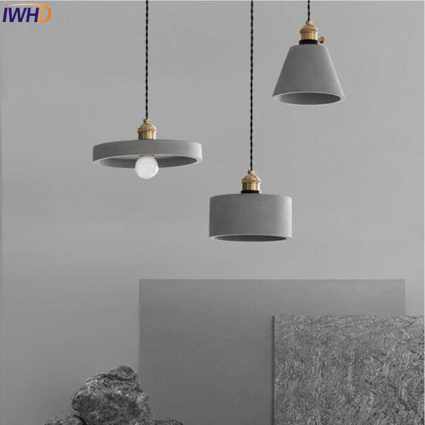 Suspension design LED en ciment de forme - vue 3 sur 8