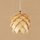 Suspension design à LED en forme de fleur à pétales de bois