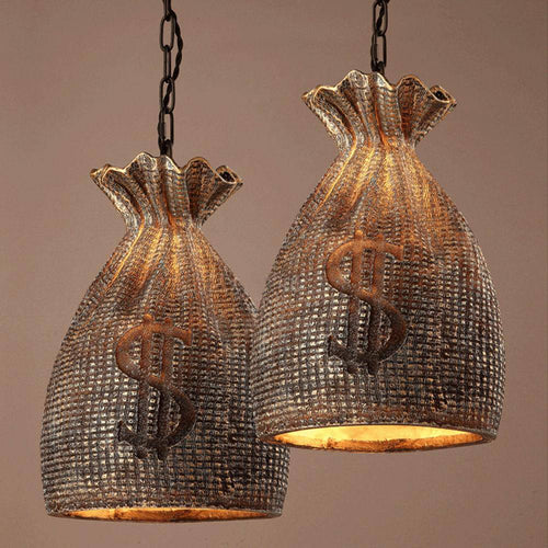 Suspension vintage en sac d'or avec symbole dollar - vue 2 sur 6