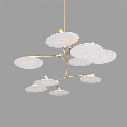 Lustre design LED à branches dorées ou noires et cercles Style - vue 3 sur 9