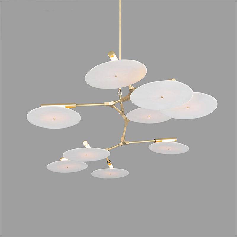 Lustre design LED à branches dorées ou noires et cercles Style - vue 3 sur 9