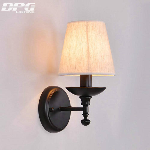 Applique murale LED rustique avec abat-jour en tissu - vue 3 sur 6
