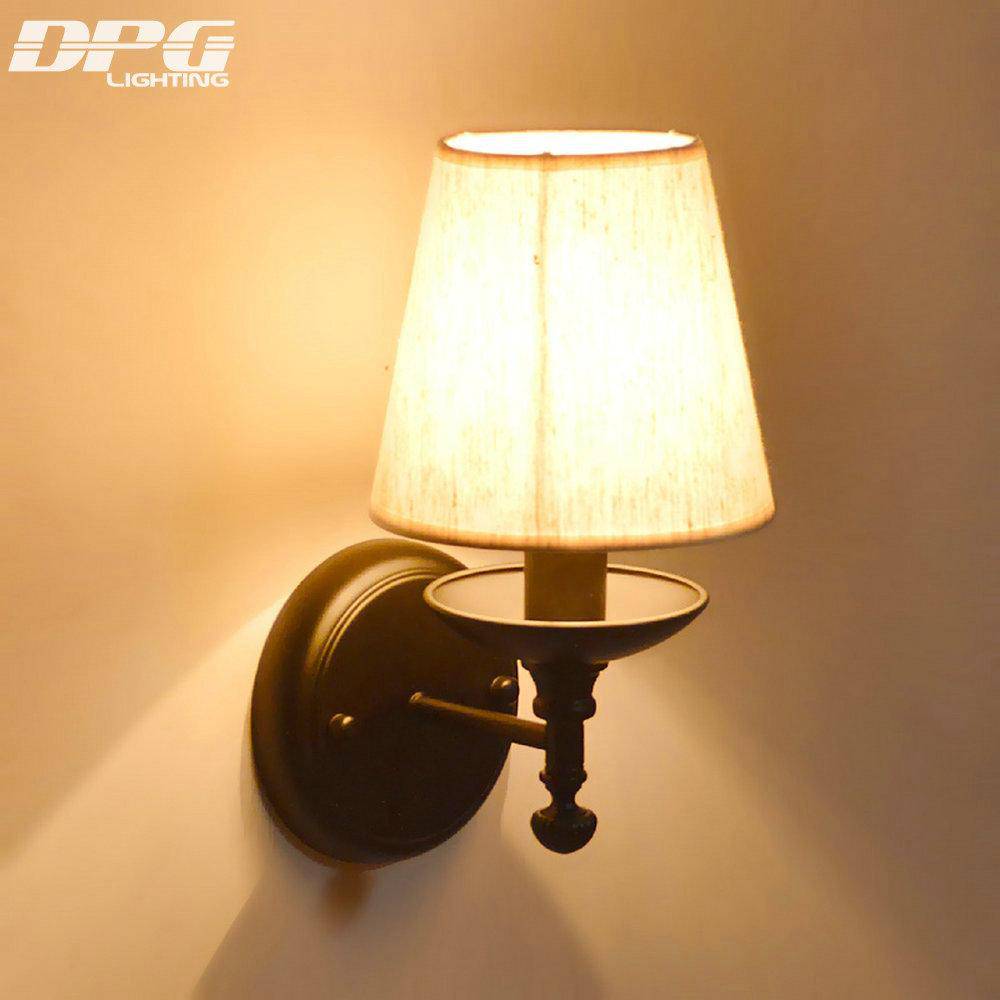 Applique murale LED rustique avec abat-jour en tissu - vue 2 sur 6