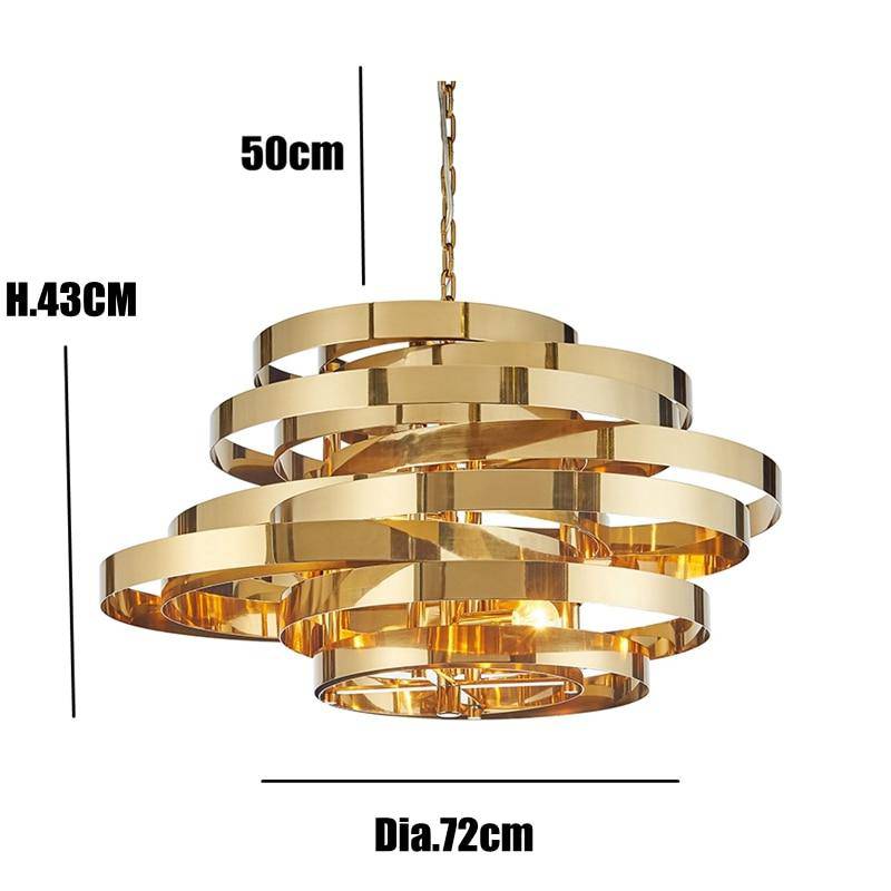 Lustre design anneaux doré à LED Tornado - vue 8 sur 9