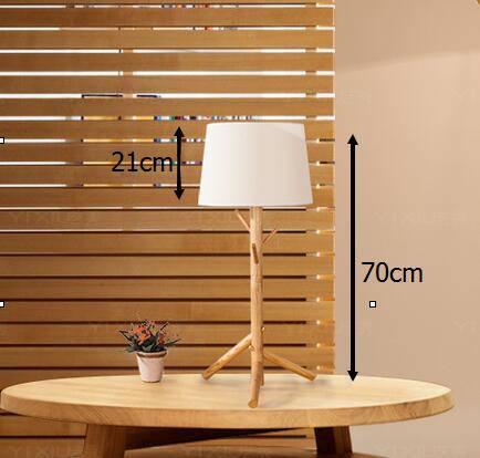 Lampe de chevet avec abat-jour en tissu et pied en bois style arbre - vue 2 sur 2