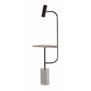 Lampadaire design doré avec table et base en marbre Phube