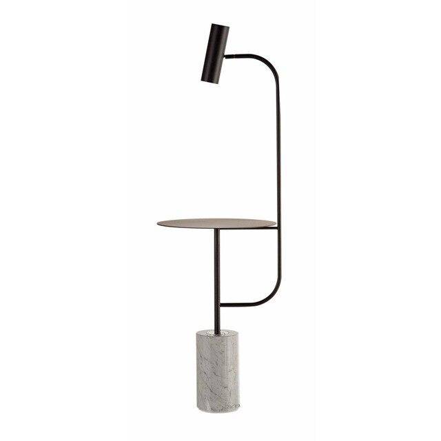 Lampadaire design doré avec table et base en marbre Phube - vue 7 sur 7