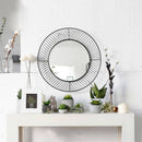 Miroir mural décoratif rond en métal noir Lattice