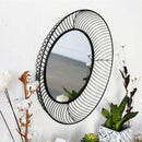 Miroir mural décoratif rond en métal noir Lattice
