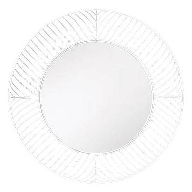 Miroir mural décoratif rond en métal blanc Lattice - vue 4 sur 4
