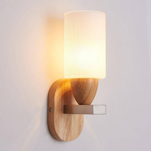Applique LED en bois et abat-jour en verre Arandela - vue 3 sur 3